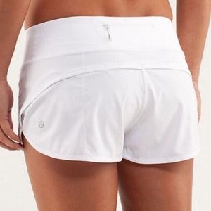White Lululemon running shorts